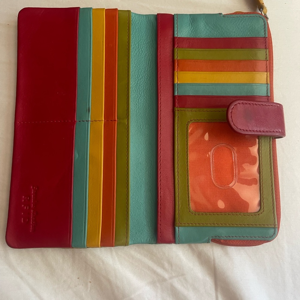 Circus Designer Leather, RFID, Colorful, Long Bi-Fold Wallet - Picture 2 of 5